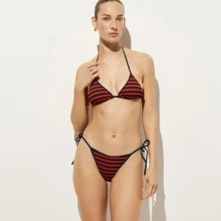 Cheeky scrunchie string bikini bottom in stripe