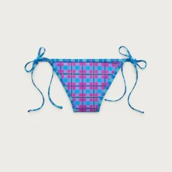 Cheeky string bikini bottom in reversible plaid