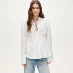 Cinched-waist shirt in cotton poplin