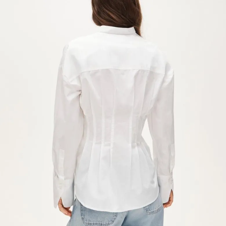 Cinched-waist shirt in cotton poplin