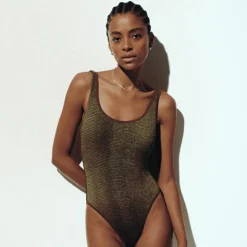 Claudia metallic scrunchie one-piece swimsuit