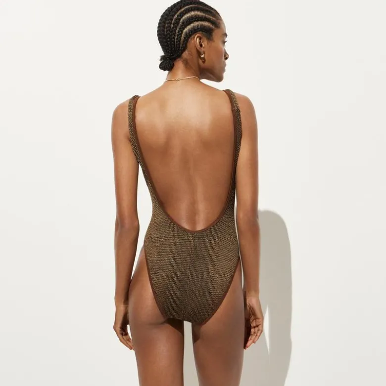 Claudia metallic scrunchie one-piece swimsuit