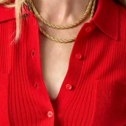 Collared button-up sweater in merino wool blend
