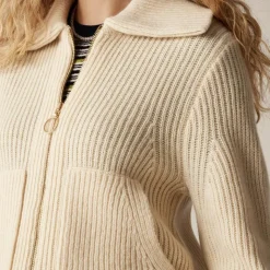 Collared full-zip sweater in merino wool