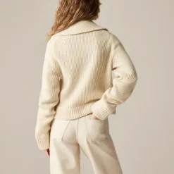 Collared full-zip sweater in merino wool