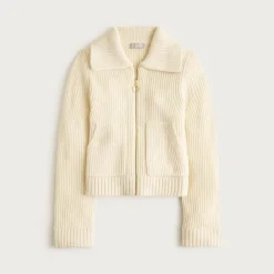 Collared full-zip sweater in merino wool