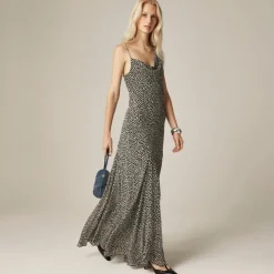 Collection asymmetrical cowlneck dress in spot-print chiffon