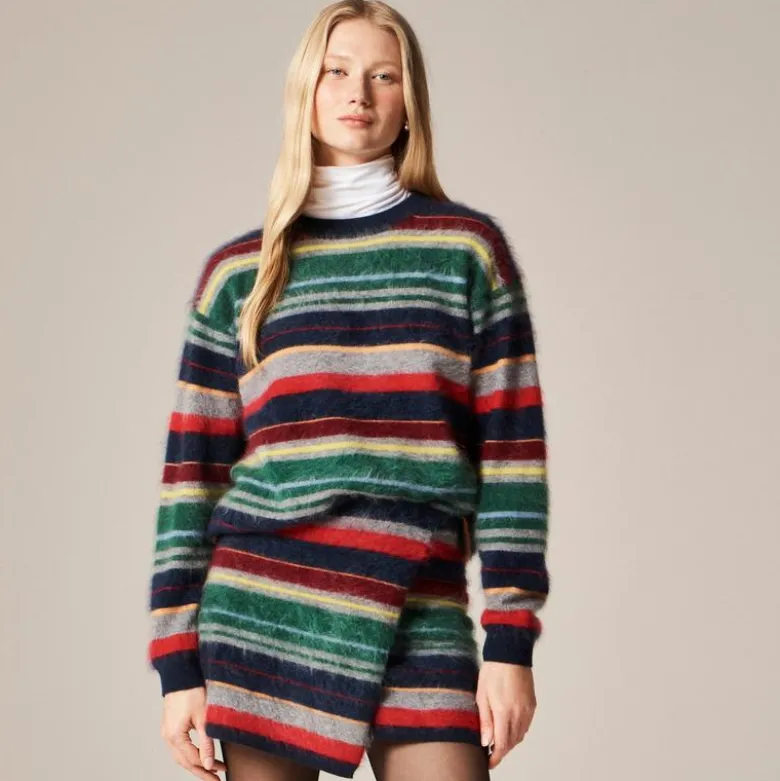 Collection brushed cashmere faux-wrap mini skirt in vintage stripe