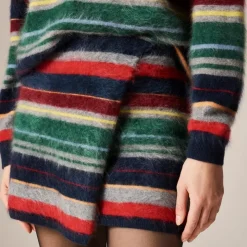 Collection brushed cashmere faux-wrap mini skirt in vintage stripe
