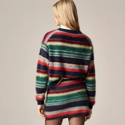Collection brushed cashmere faux-wrap mini skirt in vintage stripe