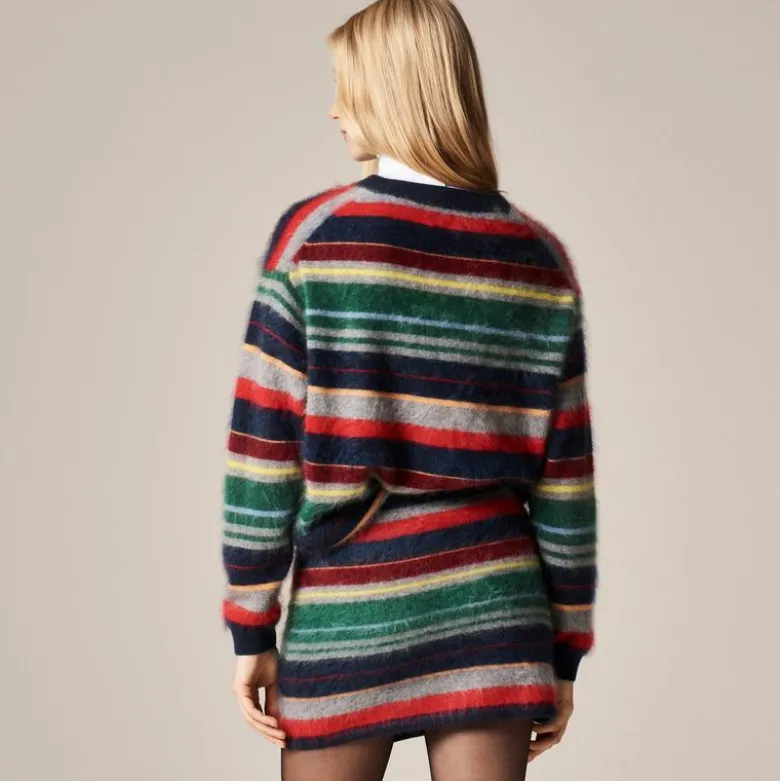 Collection brushed cashmere faux-wrap mini skirt in vintage stripe