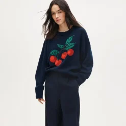 Collection cashmere sweater with intarsia print