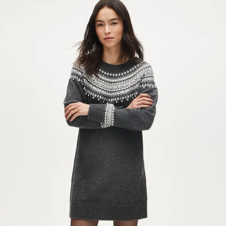 Collection embellished Fair Isle sweater-dress in vintage wool blend
