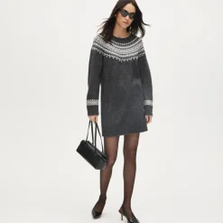Collection embellished Fair Isle sweater-dress in vintage wool blend