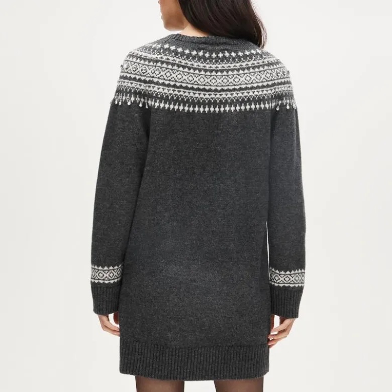 Collection embellished Fair Isle sweater-dress in vintage wool blend