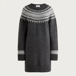 Collection embellished Fair Isle sweater-dress in vintage wool blend