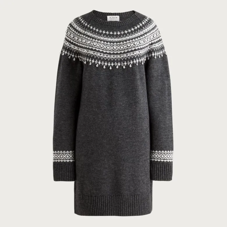 Collection embellished Fair Isle sweater-dress in vintage wool blend