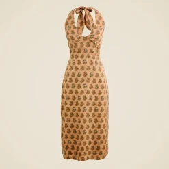 Collection embellished halter dress in tonal tulip block print