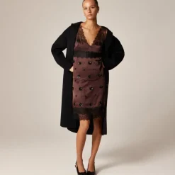 Collection embellished lace-trim mini skirt in luster charmeuse
