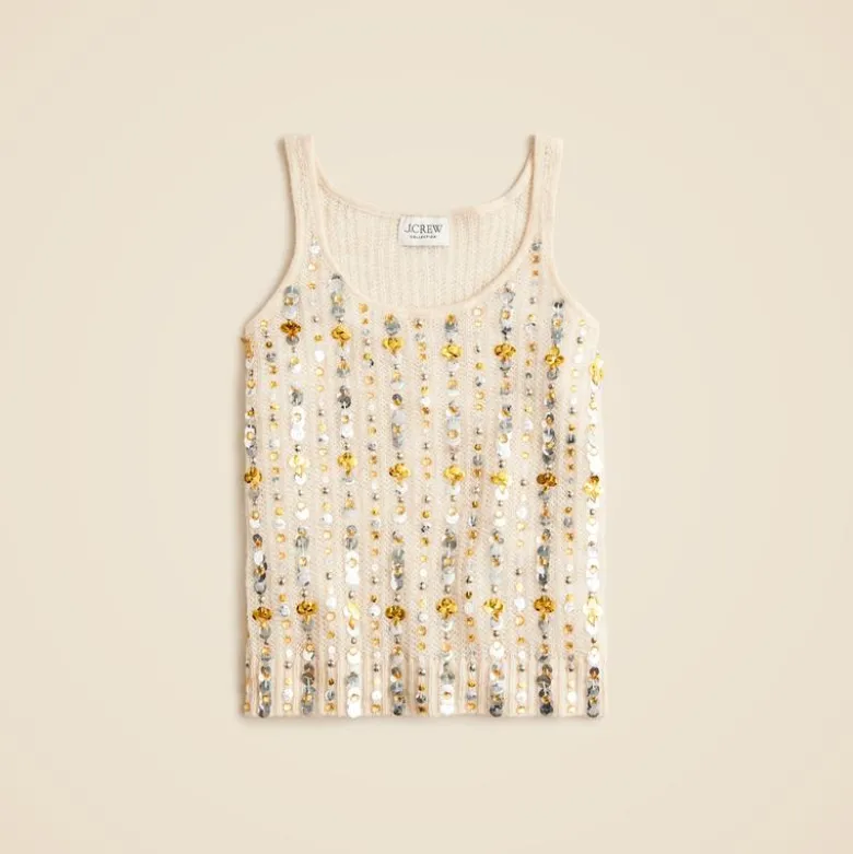 Collection embellished pointelle sweater-tank