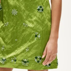 Collection embellished shift dress in memory satin