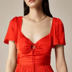 Collection flutter-sleeve maxi dress in luster georgette