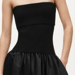 Collection foldover mixy dress in duchesse satin