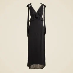 Collection lace and ruffle midi dress in chiffon