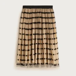 Collection layered mesh skirt with dots