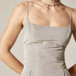 Collection pleated evening dress in taffeta