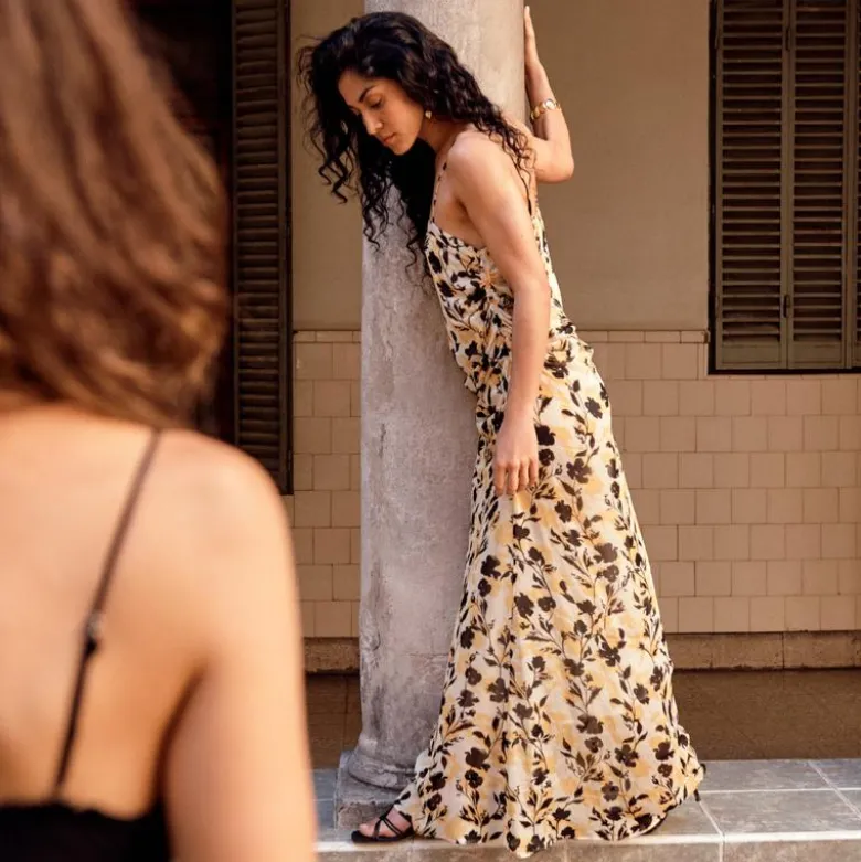 Collection ruched maxi dress in floral print