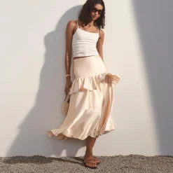 Collection ruffle-tier midi skirt