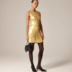 Collection scoopback mini dress in crinkle lamé