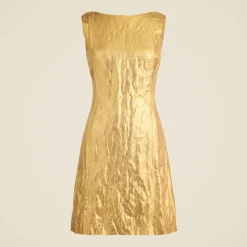 Collection scoopback mini dress in crinkle lamé