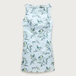 Collection shift dress in lotus-print memory satin