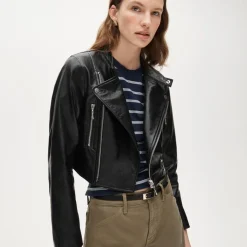 Collection shrunken leather moto jacket
