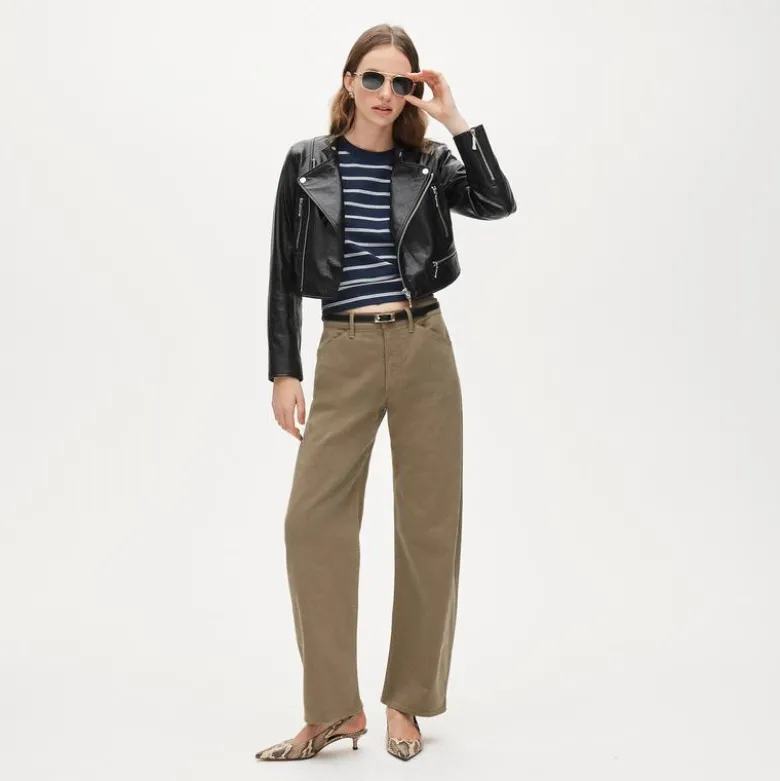 Collection shrunken leather moto jacket
