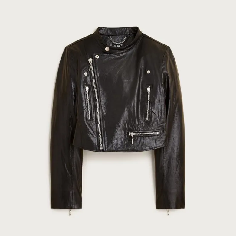 Collection shrunken leather moto jacket