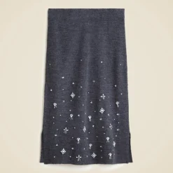 Collection wool-blend midi skirt with crystal embellishments