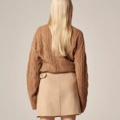 Collection wool-cashmere blend mini skirt with buckle detail