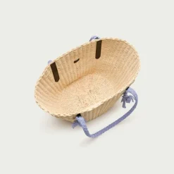 Como handwoven straw tote with gingham handles