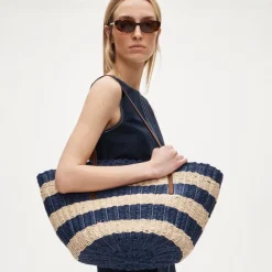 Como woven straw tote in stripe