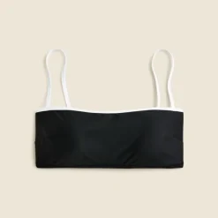 Contrast straight-neck bikini top