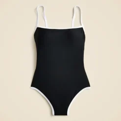 Contrast straight-neck one-piece