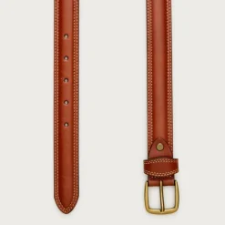 Contrast-stitch belt in leather