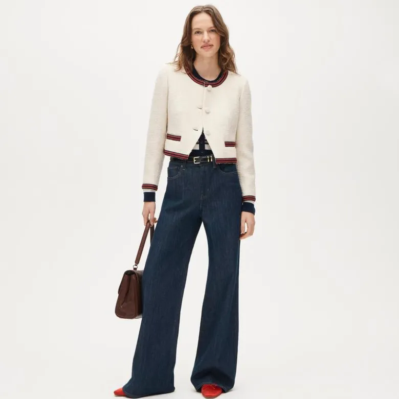 Contrast-trim lady jacket in bouclé tweed