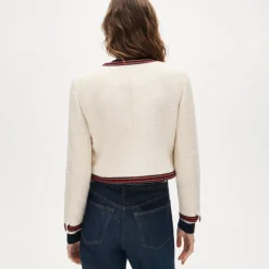 Contrast-trim lady jacket in bouclé tweed