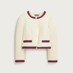 Contrast-trim lady jacket in bouclé tweed