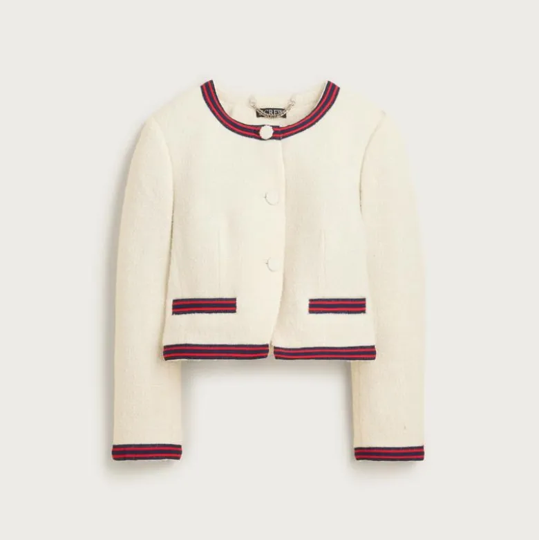 Contrast-trim lady jacket in bouclé tweed