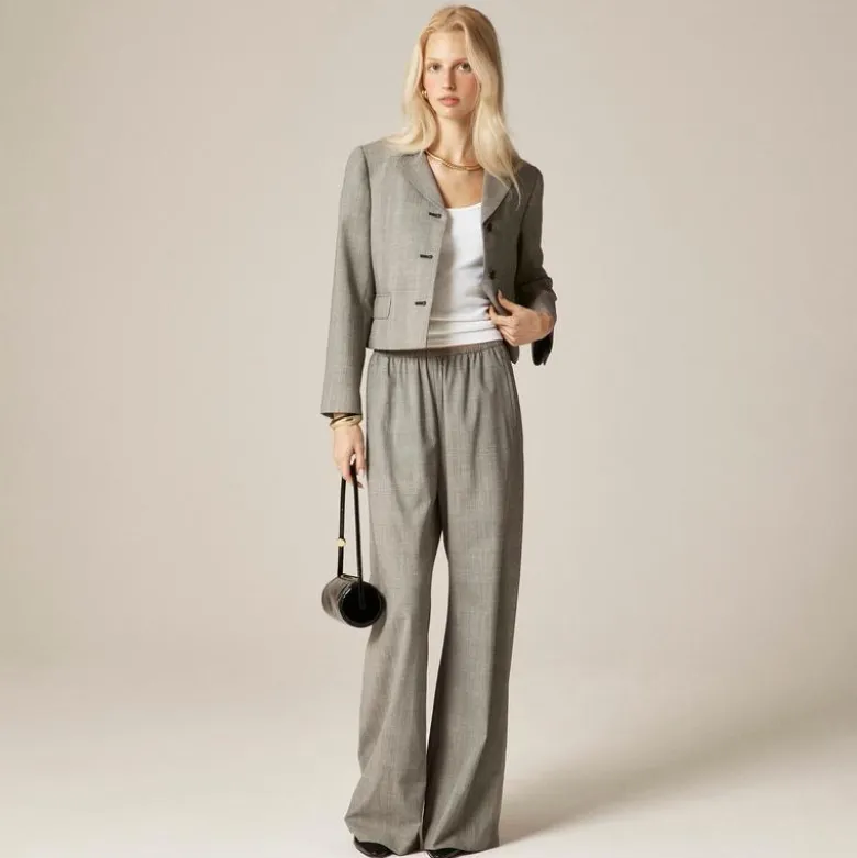 Cosmo pant in plaid Italian gauzy wool blend